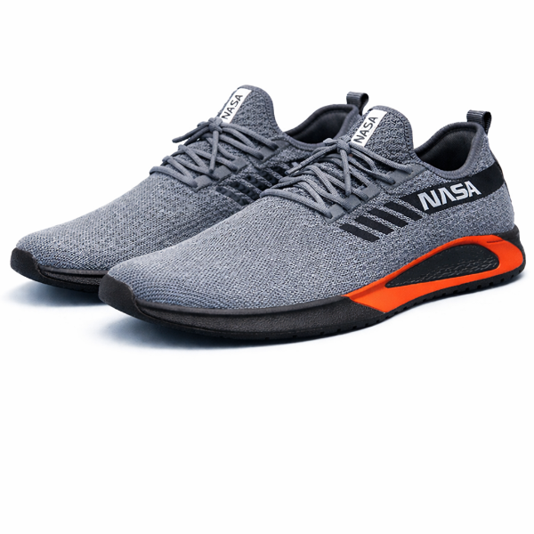 صورة حذاء  رصاصي 2 خط اسود و اورانج (NASA)