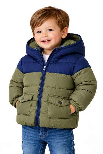 صورة جاكت اطفالي كاجوال كوتون اخضر زتوني *كحلي