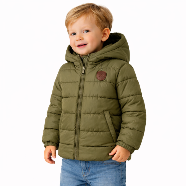 صورة جاكيت أولادي أخضر زيتي بغطاء رأس مبطن (Koton)