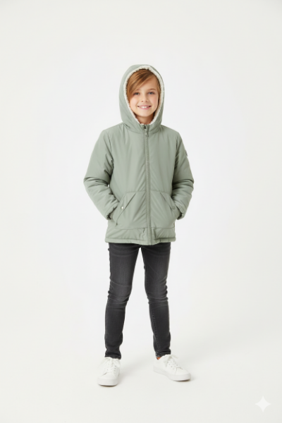 صورة جاكت اطفالي كاجوال  رمادي فاتح مائل لاخضر
