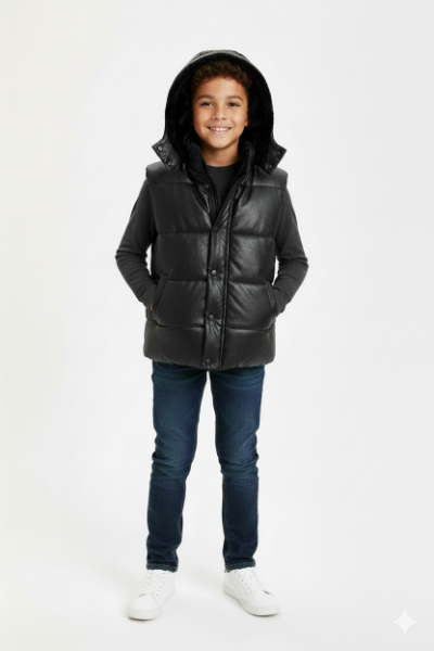 صورة جاكت اطفالي كاجوال  اسود لامع