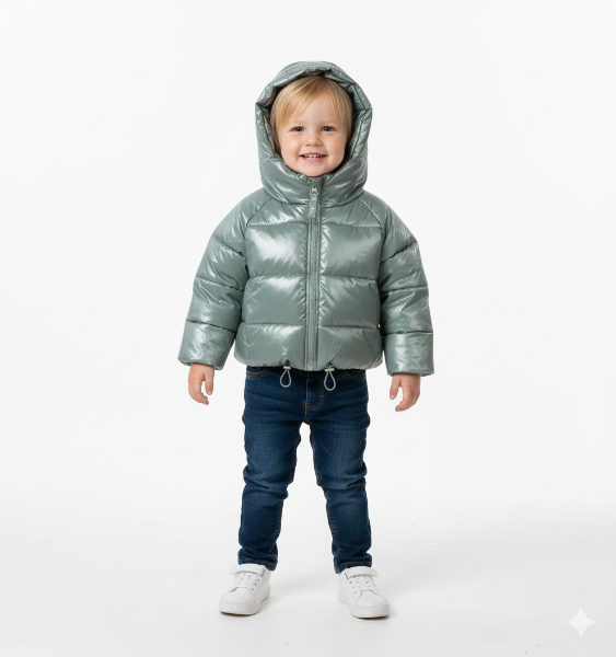 صورة جاكت اطفالي كاجوال كوتون ازرق رمادي فاتح