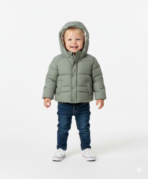 صورة جاكيت أولادي أخضر فاتح بغطاء رأس (Koton)