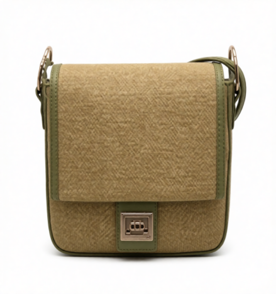 صورة حقيبة يد نسائي إيطالية بلون زيتي فاتح مائل للبيج (أليكس ماكس)