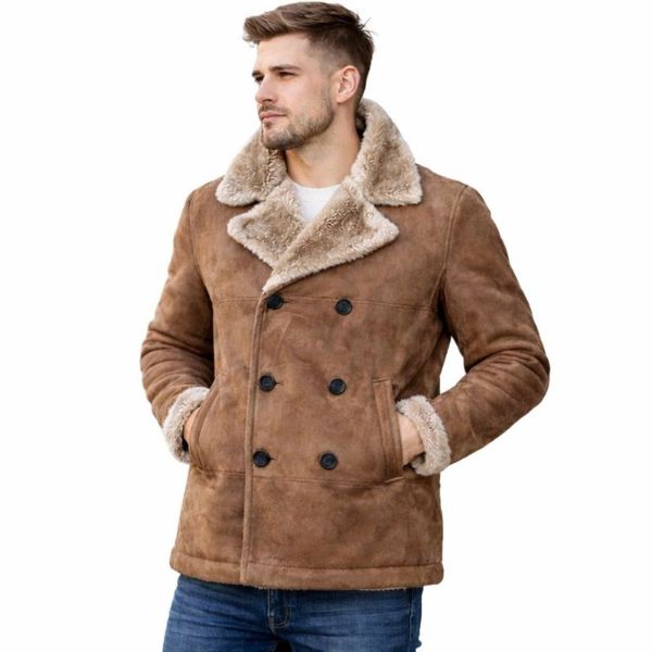 صورة جاكيت رجالي مبطن بالفرو بني (Koton)