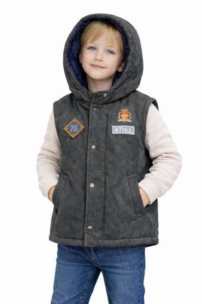 صورة جاكت اطفالي كاجوال  كوتون رمادي غامق مائل للفحمي