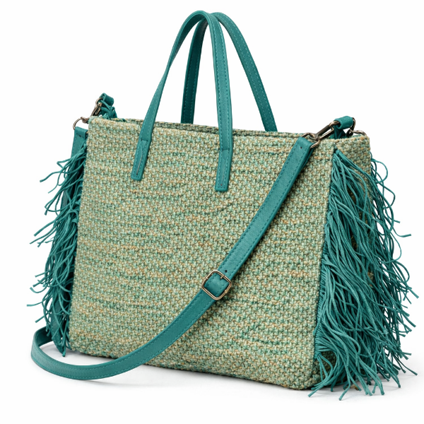 صورة حقيبة نسائية إيطالية بلون أخضر تركوازي (ALEX MAX)