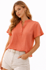 صورة بلوزة برتقالية نسائية بأكمام قصيرة (GUESS)