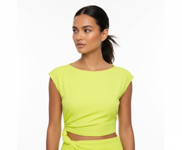 صورة بلوزة ليموني بدون أكمام بياقة منسدلة (Hanita)