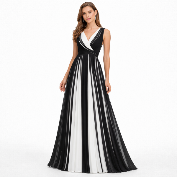 صورة فستان حريمي ابيض في اسود (Hanita)