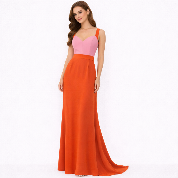 صورة فستان حريمي وردي *برتقالي  (Hanita)