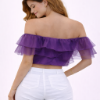 صورة بلوزة بنفسجية قصيرة بكشكشة جانبية(HANITA)