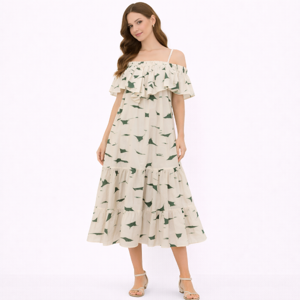 صورة فستان حريمي بيج*اخضر ( Hanita)