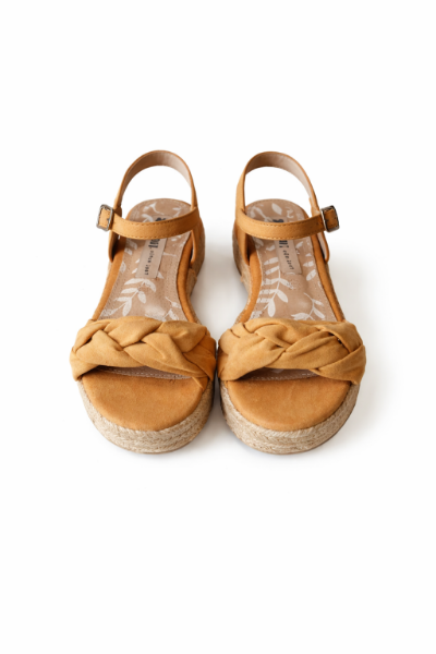 صورة (MGTN )صندل أصفر مشرق، سيور عريضة مجدولة