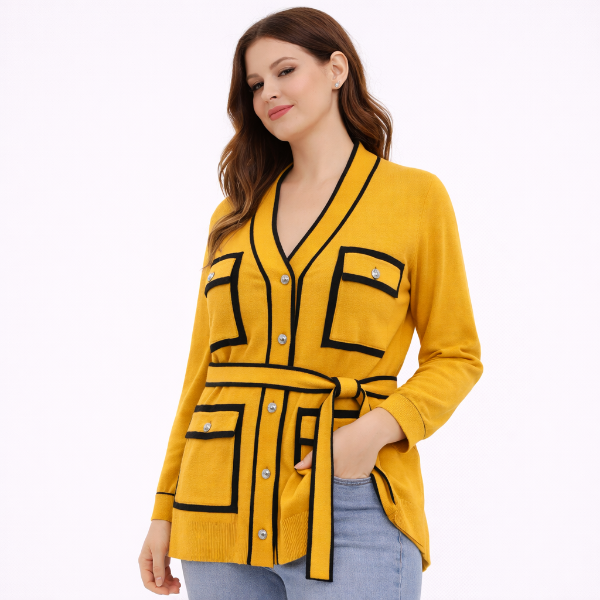 صورة بلوزة صفراء بأطراف سوداء وحزام ( Hanita)