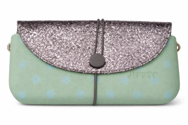 صورة حقيبة إيطالية اخضر منقط* فضي  للنساء (JUSTO)