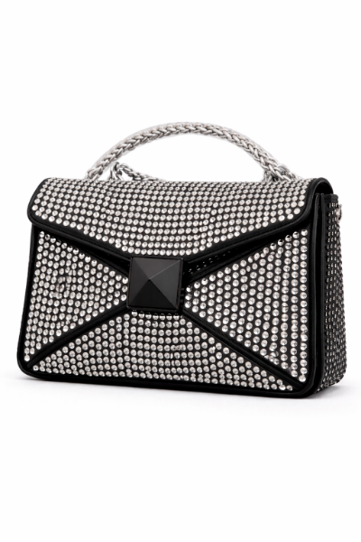 صورة حقيبة ايطالية فضي في سوداء نسائي (ALEX MAX)