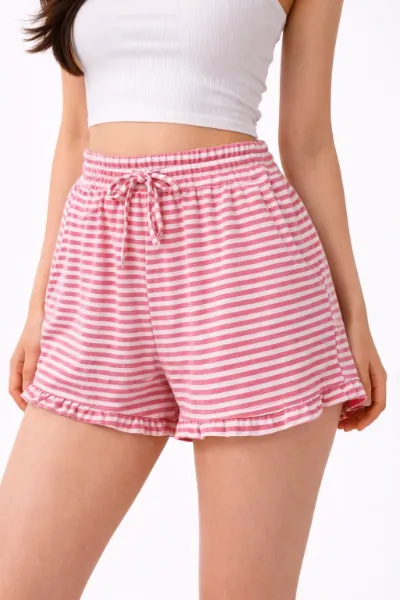 صورة شورت حريمي مخطط وردي  (inside)