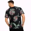 صورة تيشيرت أسود بنقشة أوراق استوائية (IN SIDE)