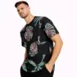 Picture of Black Vibrant Tropical Leaf Tee (IN SIDE)
