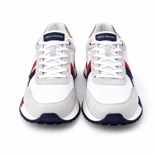 صورة حذاء رياضي رجالي أبيض بخطوط كحلي وأحمر (inside)