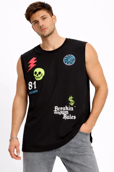 صورة تيشيرت رجالي أسود (inside)