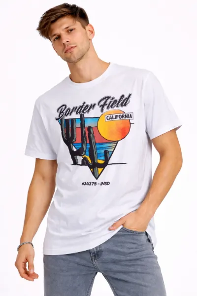 صورة تيشيرت رجالي أبيض بطبعة (inside)