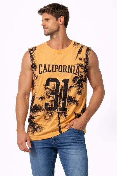 صورة تيشيرت كت أصفر كاليفورنيا رجالي (INSIDE)