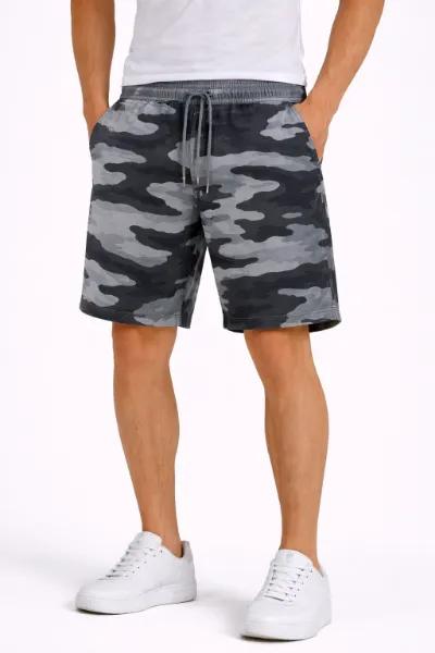 صورة شورت رجالي بطبعة تمويه رمادي (INSIDE)