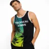 صورة تيشيرت تانك أسود "Tropical Vibes" عصري (IN SIDE)