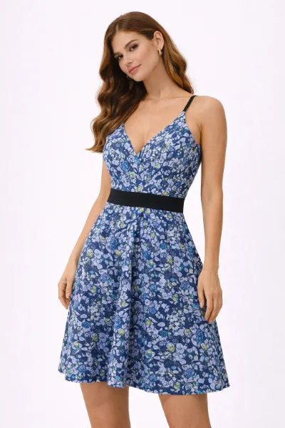 صورة فستان فلورال أزرق أنيق (in side)