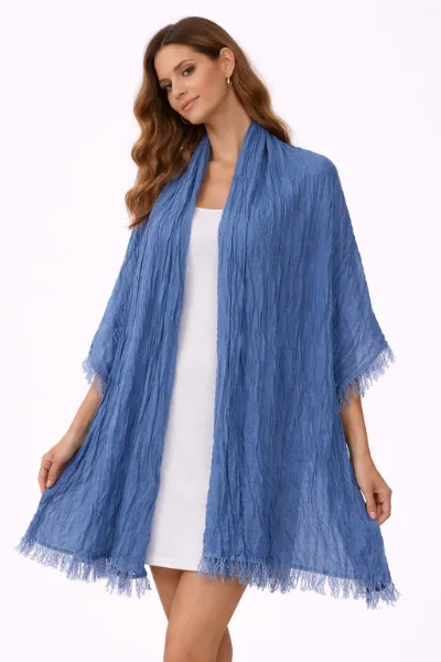 صورة شال أزرق أنيق بدرجتين (in side)