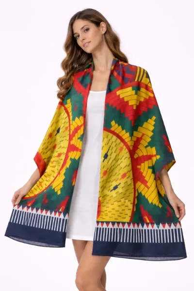 Picture of Colorful Ethnic Pattern Shawl (in side)