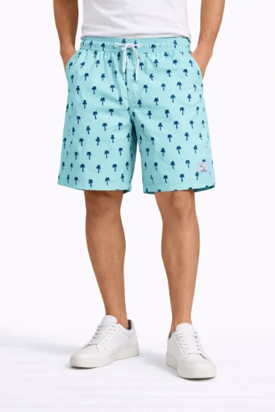 صورة شورت رجالي تركواز بنقشة نخيل (INSIDE)