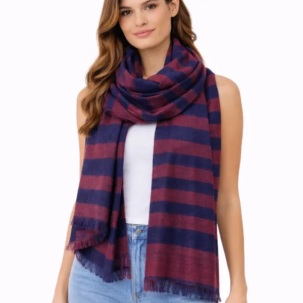 صورة شال شتوي مخطط كحلي × نبيتي (in side)