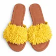 Picture of Yellow Pom Pom Slide Sandals (INSIDE)