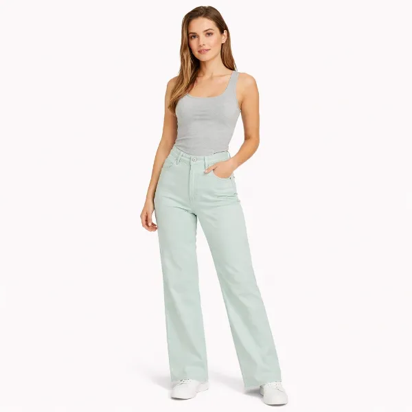 صورة جينز واسع الساق أخضر نعناعي (INSIDE)