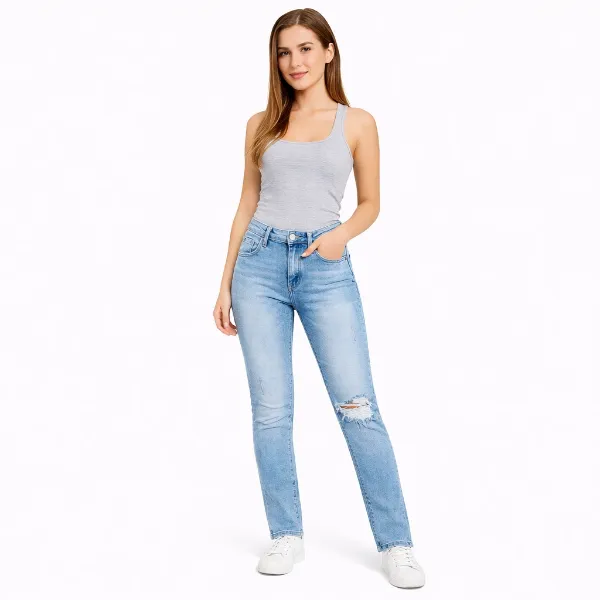 صورة بنطلون جينز أزرق فاتح سليم (INSIDE)