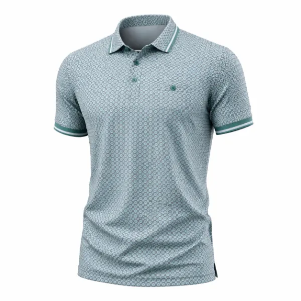 صورة تيشرت بولو أخضر منقوش عصري (IN SIDE)