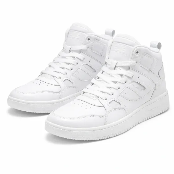 صورة حذاء أبيض جلدي مرتفع (Elis)