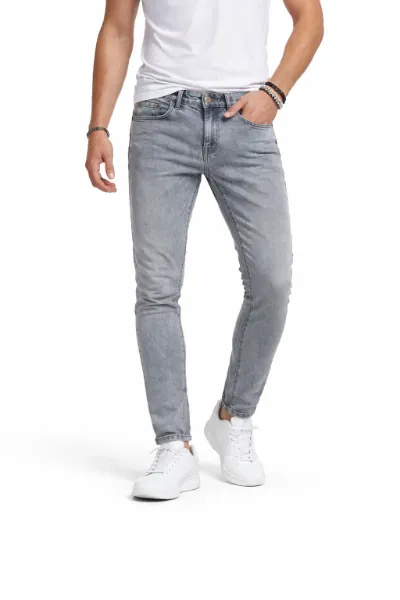 صورة بنطلون جينز رجالي رمادي فاتح (INSIDE)