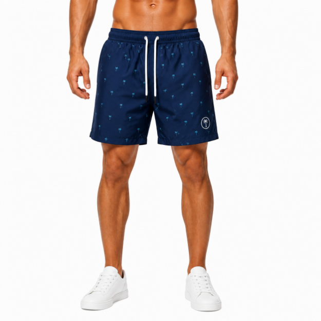 Picture of Navy Blue Palm Swim Shorts(INSIDE)