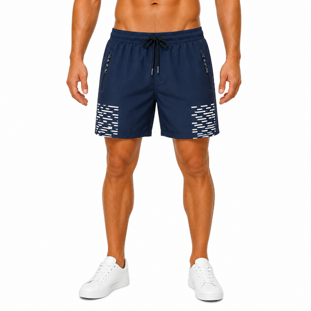 Picture of Navy Patterned Athletic Shorts(INSIDE)
