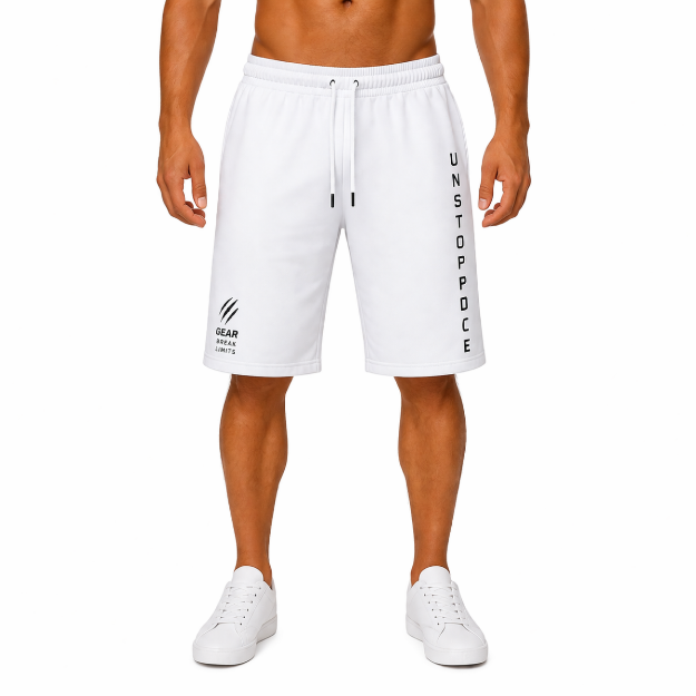 Picture of White Printed Athletic Shorts(INSIDE)