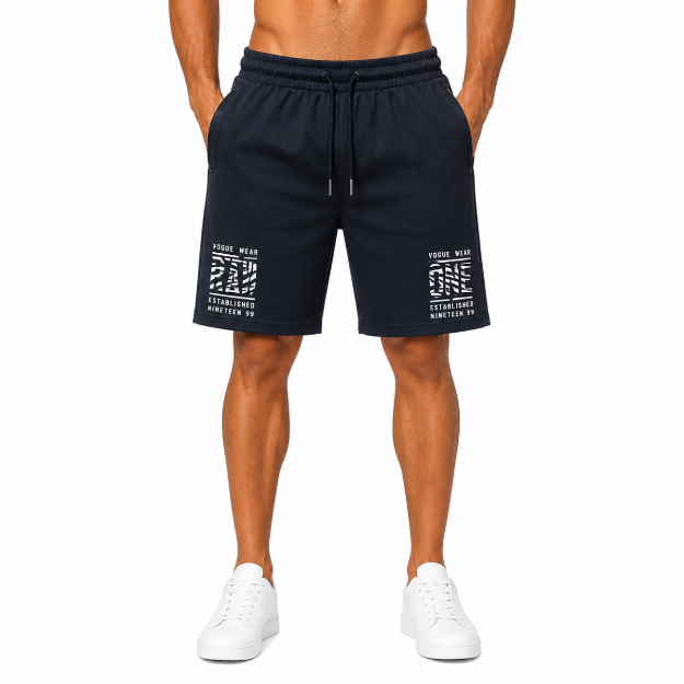 Picture of Navy Printed Athletic Shorts(INSIDE)