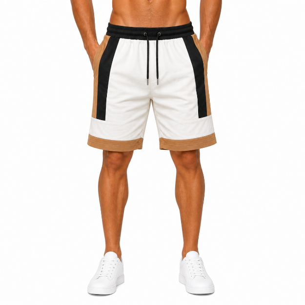 Picture of White Color-Block Athletic Shorts(INSIDE)