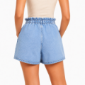صورة Elastic Waist Denim Shorts(INSIDE)
