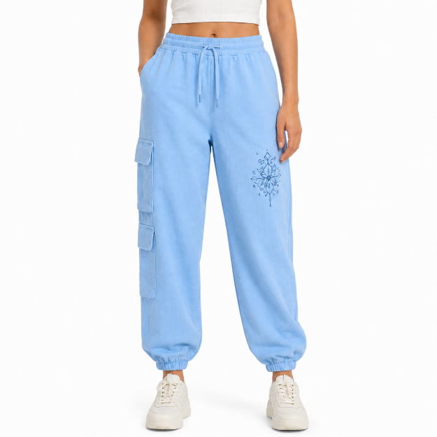 Picture of Sky Blue Cargo Sweatpants(INSIDE)