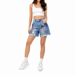 Picture of Graffiti Graphic Denim Shorts(INSIDE)