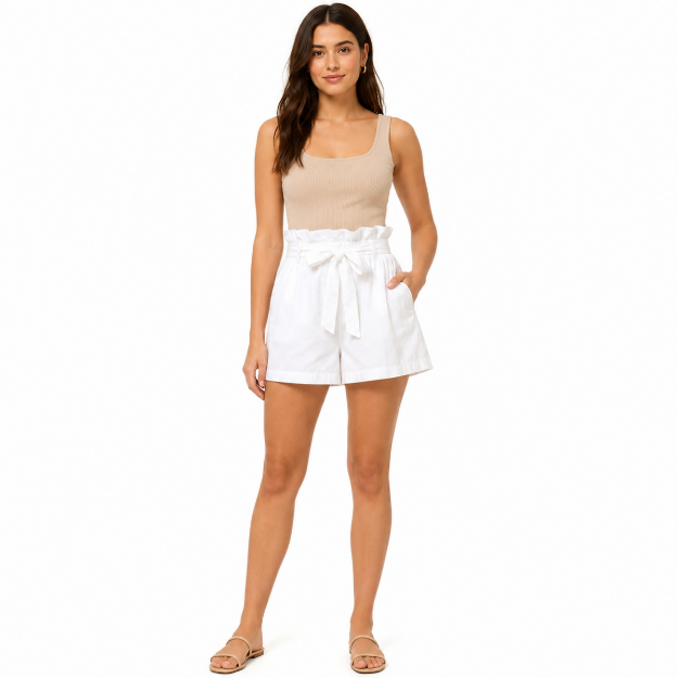 Picture of (INSIDE)White Comfortable Linen Shorts